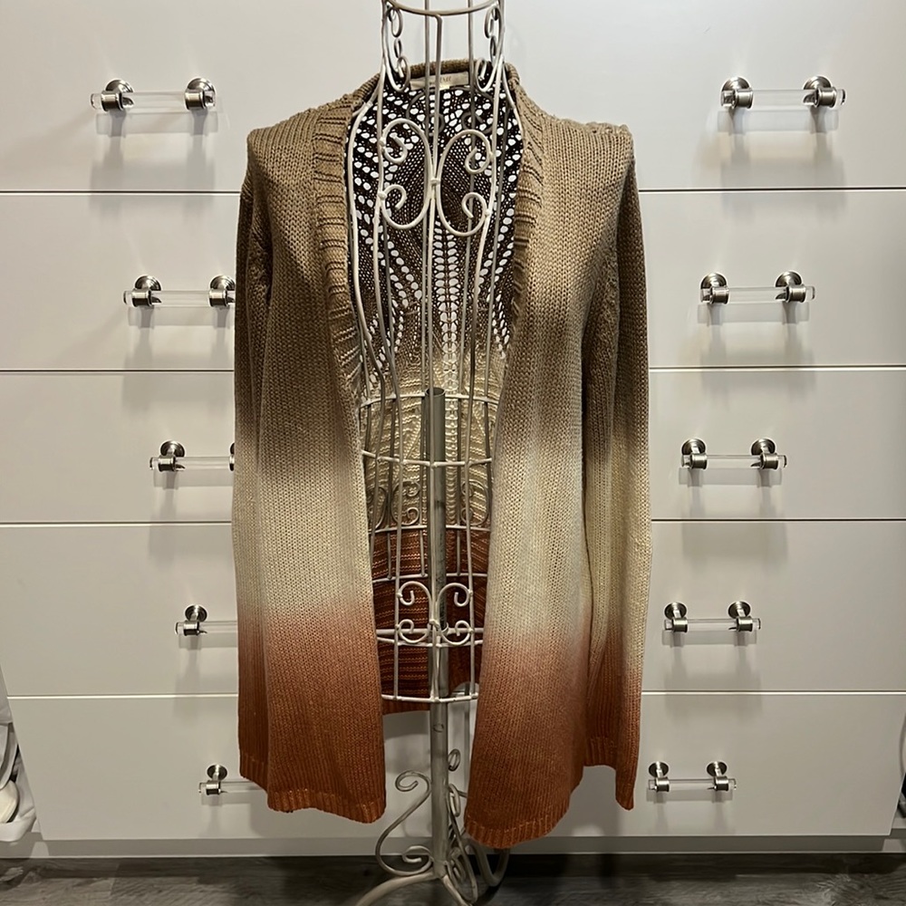 Mystree Ombré dyed cardigan with crochet back detail, size M